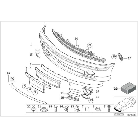 Ouverture de conduit côté gauche N/S - Pièce d'origine BMW 51117890095