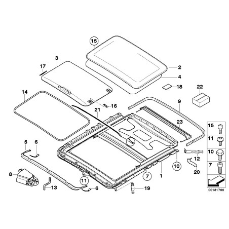 Guide de glissière de toit ouvrant gauche - Pièce coulissante de clip de support - Pièce d'origine BMW 54137134516