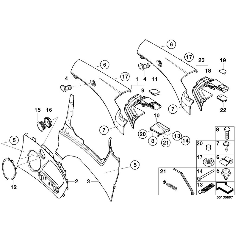 Cache de garniture gauche noir - Pièce d'origine BMW 51717022385