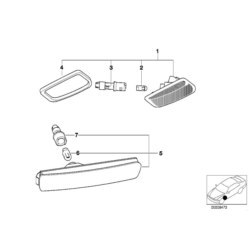 Indicateur latéral de marqueur de côté gauche - Pièce d'origine BMW 63148400409