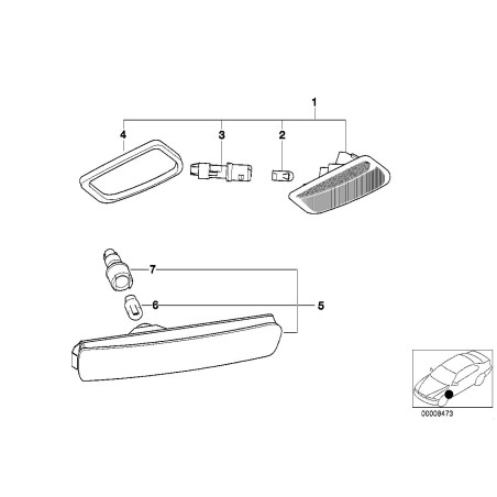 Indicateur latéral de marqueur de côté gauche - Pièce d'origine BMW 63148400409