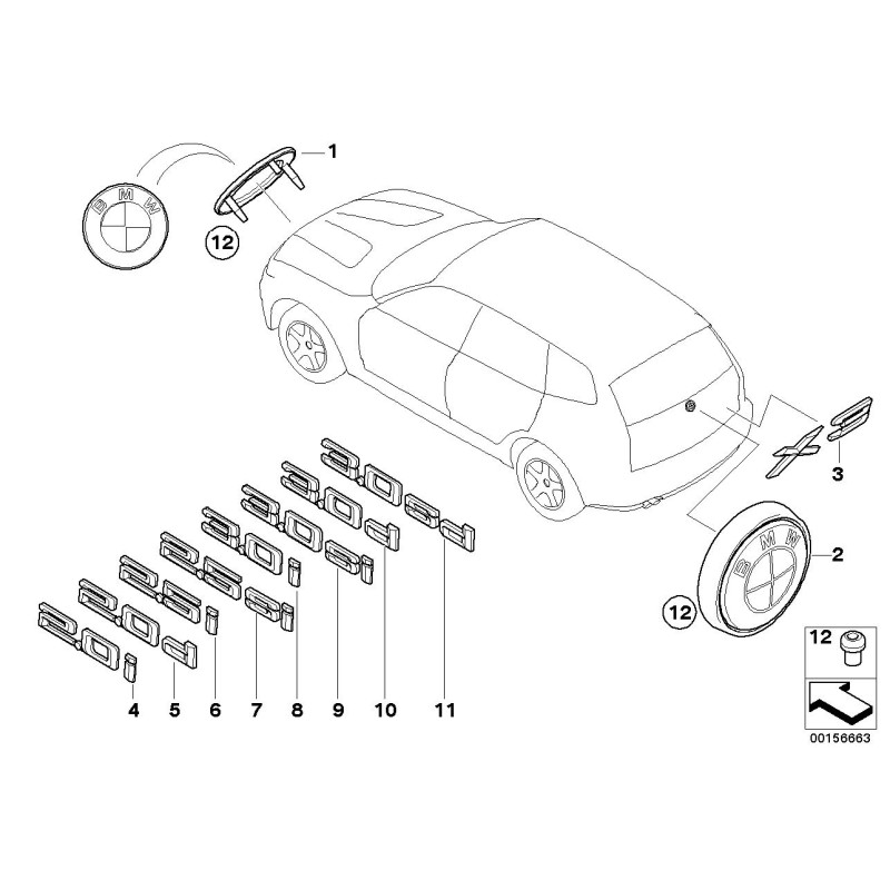 Emblème de hayon de coffre x3 - Pièce d'origine BMW 51143330132