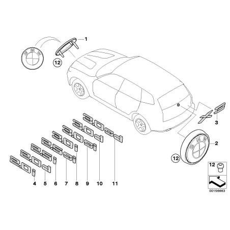 Emblème de hayon de coffre x3 - Pièce d'origine BMW 51143330132