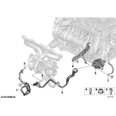 Ligne de retour de liquide de refroidissement du turbocompresseur - Pièce d'origine BMW 11537643226