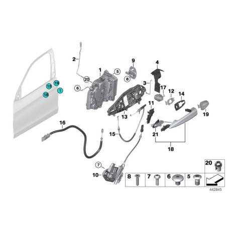 Câble de verrouillage Bowden avant droit - Pièce d'origine BMW 51207419840