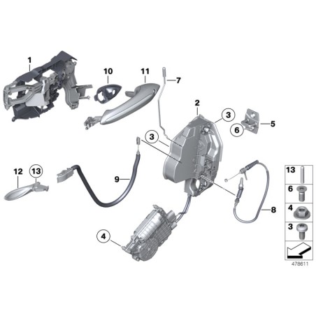 Serrure complète avant droite - Pièce d'origine BMW 51217185690