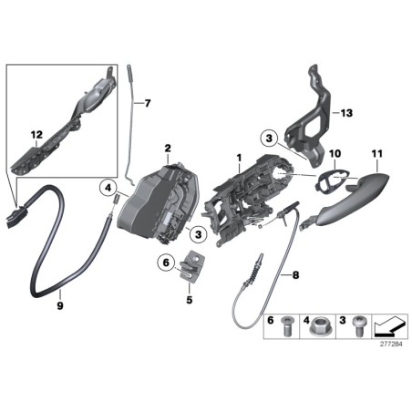 Serrure complète arrière droite - Pièce d'origine BMW 51227149447