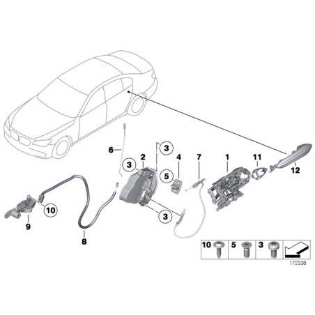 Serrure complète arrière droite - Pièce d'origine BMW 51227185687