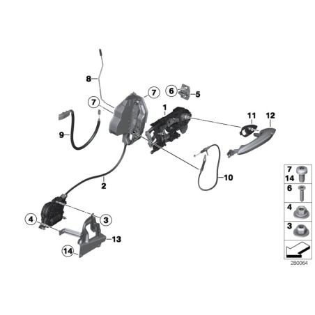 Serrure complète droite - Pièce d'origine BMW 51217276544