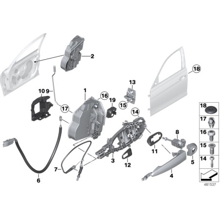 Cylindre de verrouillage avec clé gauche - Pièce d'origine BMW 51217310733