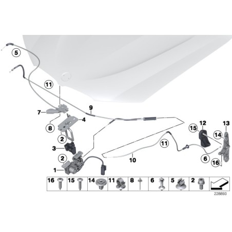 Verrouillage de capot - Pièce d'origine BMW 51237224883