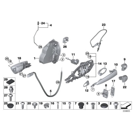 Serrure avec clé - Pièce d'origine BMW 51217161429