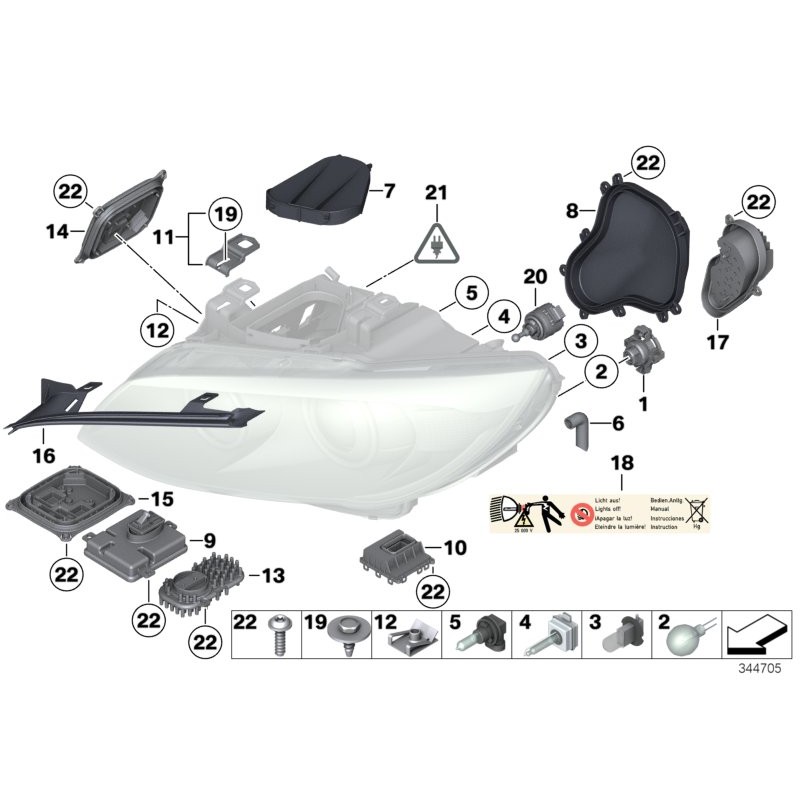 Cache de capuchon de lampe de feu de croisement - Pièce d'origine BMW 63117182395