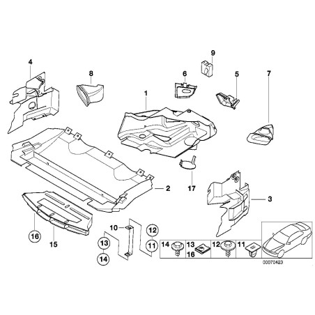 Cache inférieur du conduit d'air du radiateur - Pièce d'origine BMW 51712491034