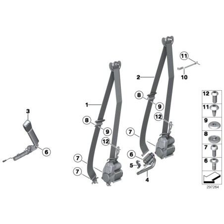 Ceinture inférieure avec tendeur de ceinture droite - Pièce d'origine BMW 72119115306