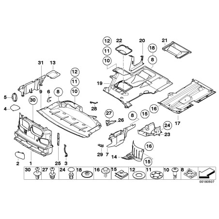 Cache inférieur gauche - Pièce d'origine BMW 51718176757