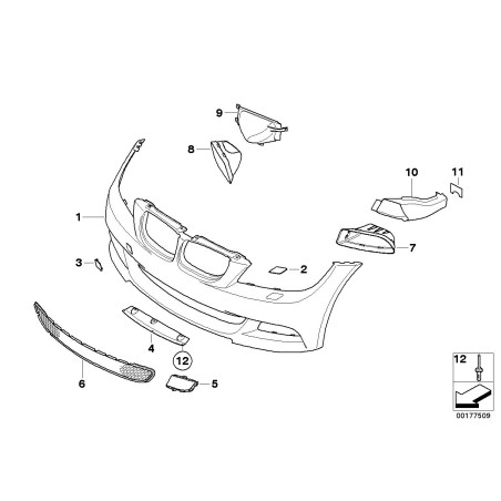 Grille inférieure du pare-chocs central - Pièce d'origine BMW 51112147206