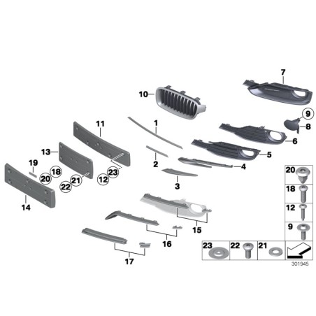 Grille inférieure de pare-chocs droite - Pièce d'origine BMW 51117293106