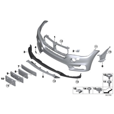 Garniture inférieure du pare-chocs - Pièce d'origine BMW 51117308016