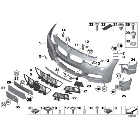 Grille centrale inférieure - Pièce d'origine BMW 51118054136