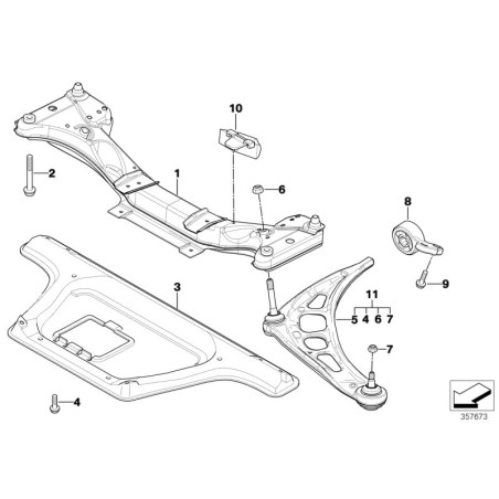 Kit de réparation du bras de suspension inférieur gauche - Pièce d'origine BMW 31122343353