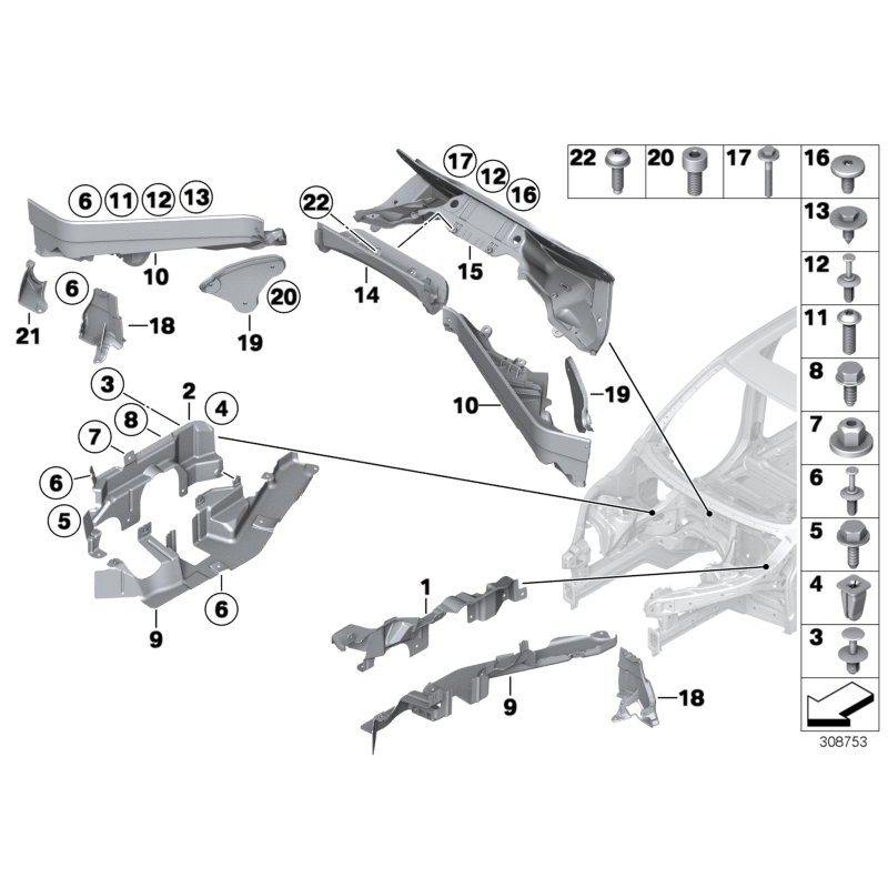 Cloison inférieure du moteur gauche - Pièce d'origine BMW 51757171791