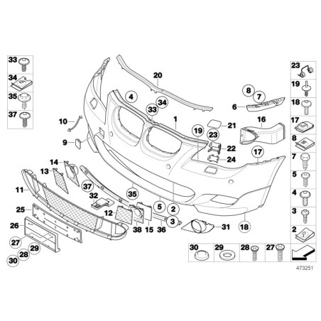 Grille inférieure côté conducteur gauche - Pièce d'origine BMW 51117897186