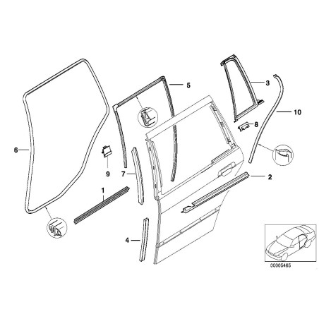 Joint d'étanchéité inférieur extérieur arrière gauche - Pièce d'origine BMW 51221960847