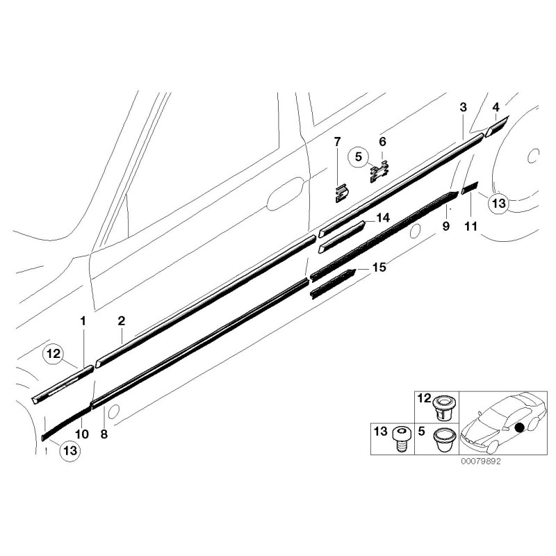 Bande de frottement inférieure gauche - Pièce d'origine BMW 51138125831