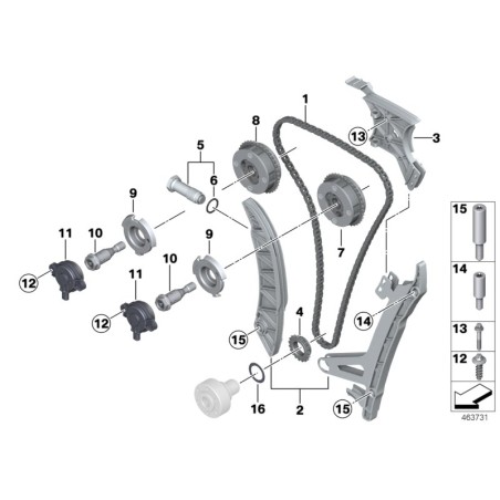 Tendeur de chaîne de distribution inférieure avec rail de guidage - Pièce d'origine BMW 11317592877