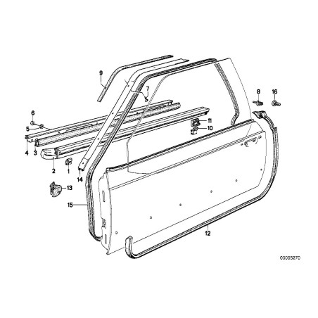 Joint d'étanchéité inférieur de la fenêtre gauche - Pièce d'origine BMW 51211873461