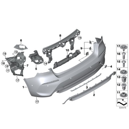 Moulure de garniture de pare-chocs arrière de luxe - Pièce d'origine BMW 51127461395