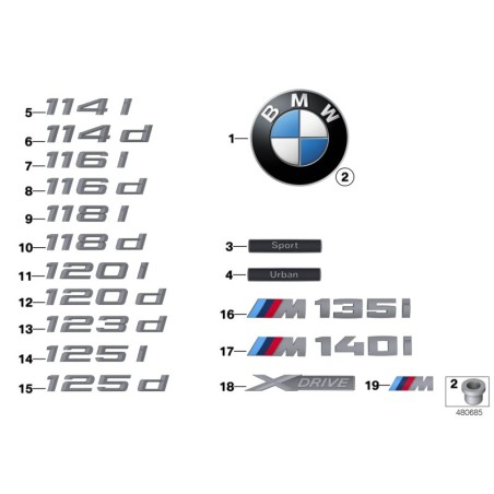 Emblème autocollant chromé M135i - Pièce d'origine BMW 51148060253