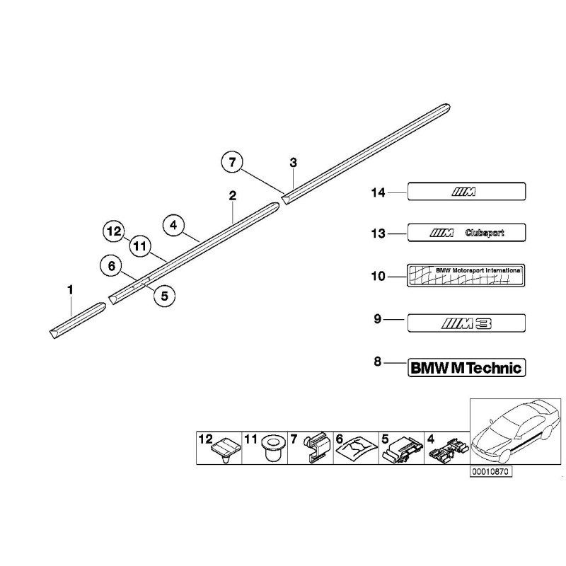 Moulure de porte M3 Étiquette Autocollant Badge Emblème - Pièce d'origine BMW 51132251381