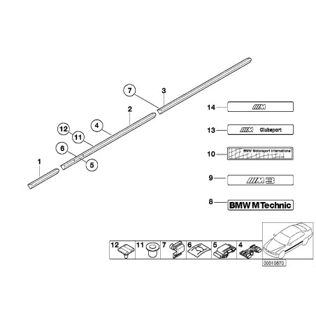 Moulure de porte M3 Étiquette Autocollant Badge Emblème - Pièce d'origine BMW 51132251381