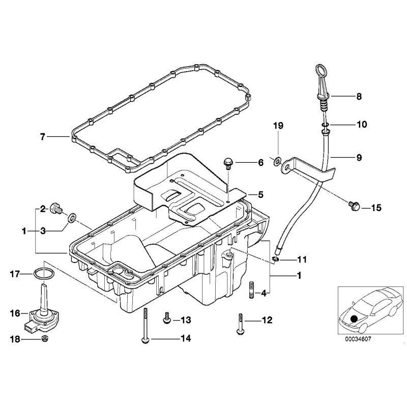 Jauge d'huile moteur essence M43 - Pièce d'origine BMW 11431247530