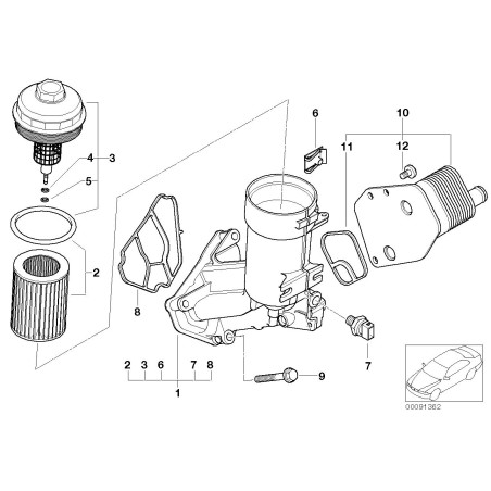 Joint de carter de filtre à huile moteur Diesel m47 - Pièce d'origine BMW 11427787695