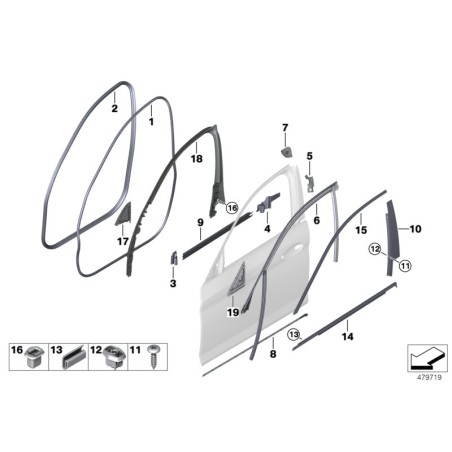 Ensemble de couvercle de triangle intérieur de rétroviseur M5 - Pièce d'origine BMW 51337464600/51337464599