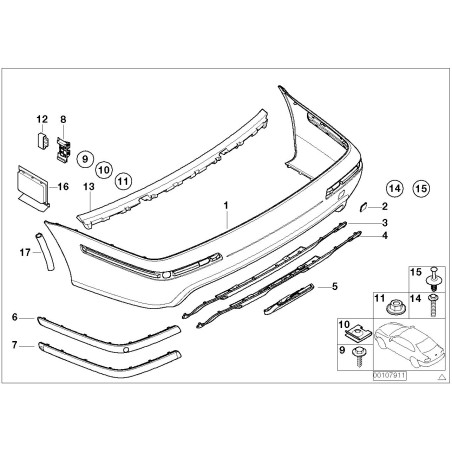 Pare-chocs arrière M5 - Moulure centrale inférieure - Pièce d'origine BMW 51122693662