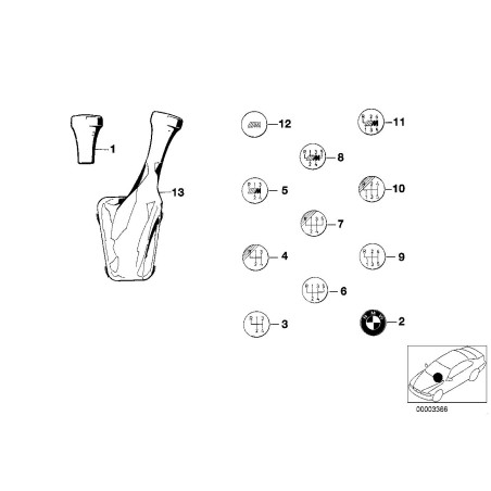 Insigne d'emblème de pommeau de levier de vitesse à 5 vitesses M - Pièce d'origine BMW 25111220823/25111220954
