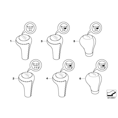 Levier de changement de vitesse manuel 6 vitesses en chrome mat et cuir - Pièce d'origine BMW 25112229442