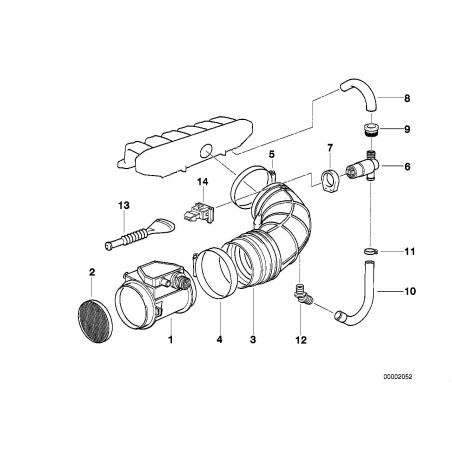 Tuyau de capteur de débit d'air massique - Pièce d'origine BMW 13411435781