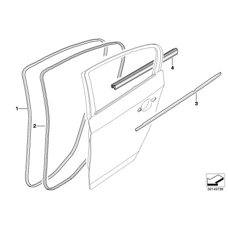 Cache/couvercle de canal noir mat/arrière droit - Pièce d'origine BMW 51357060250