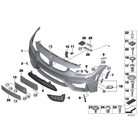 Pièce automobile d'origine - Grille centrale inférieure du pare-chocs avant - Référence BMW 51118054294