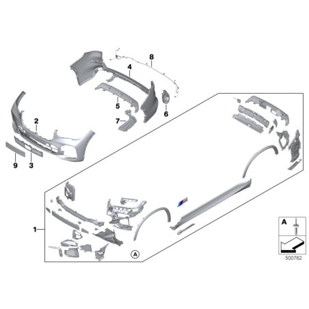 Pièce automobile : Grille centrale inférieure du pare-chocs avant - Pièce d'origine BMW 51118069211