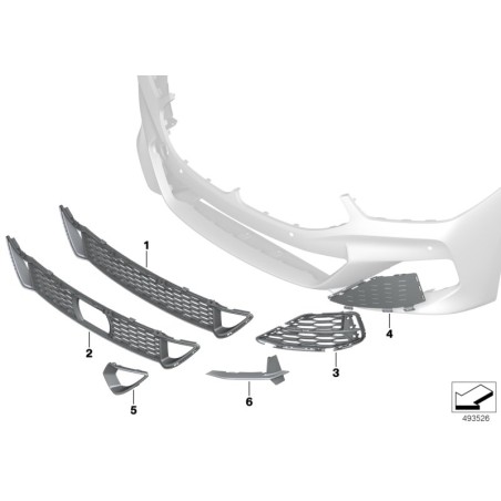 Pièce automobile : Grille latérale ouverte du pare-chocs avant droit - Pièce d'origine BMW 51118074784