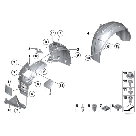 Pièce automobile d'origine BMW 51758045196 - Passage de roue avant droit inférieur.