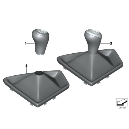 Pièce automobile : Pommeau de levier de vitesses M 6 vitesses + manchon en cuir RHD - Pièce d'origine BMW 25112284556