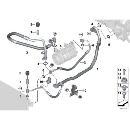 Joint torique de ligne de climatisation BMW/A - Pièce d'origine BMW64539284018