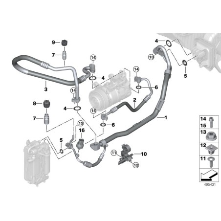 Joint torique de ligne de climatisation BMW/A - Pièce d'origine BMW64539284019